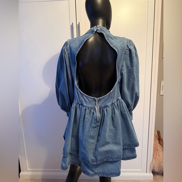 ASOS Blue Denim Dress with Bow Accent - Picture 5 of 8